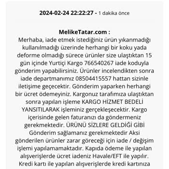 Melike Tatar İade Kargo Bedeli 140 TL Olabilir Mi?