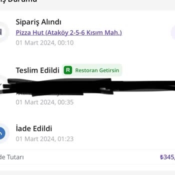 Pizza Hut Teslim Edildi Yazılmasına Rağmen Ürün Teslim Edilmedi