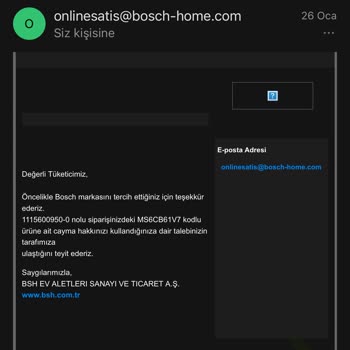 Bosch Elektrikli El Aletleri Bir Ay Geçti Bosch Paramı İade Etmiyor!