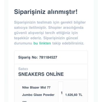 Shopier/sneakersonline Ürün İadesi /para İadesi Yapmıyor