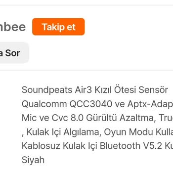 Mozambee Soundpeats Air3 Kablosuz Kulaklık