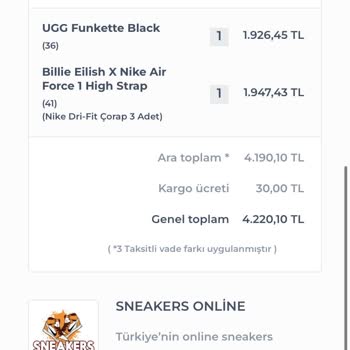 Sneakersonline.tr Ve Shopier.com 2 Haftadır Ürün Teslim Edilmedi