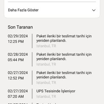 UPS Türkiye Kargonun Sürekli Ertelenmesi
