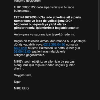 Nike Aylardır Ücret İadesi Yatırmıyor.