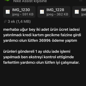 Nike Aylardır Ücret İadesi Yatırmıyor.