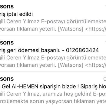 Tıkla Gel Al'la Aldığım Watsons Siparişim Ürün Satıldı Diye İptal Oldu