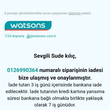 Watsons İptal Edilen Sipariş