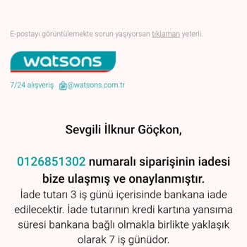 Watsons 99 TL Kampanya Sipariş İptali