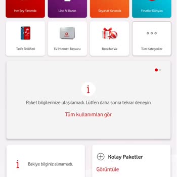 Vodafone Kalan Kullanımlarımı Ve Faturam Hakkında Bilgilerimi Görmek İstiyorum.