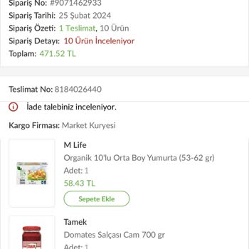 Migros Teslim Edilmeyen Sipariş