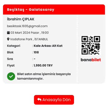 Banabilet.com Beşiktaş - Galatasaray Maçı Biletim Teslim Edilmedi
