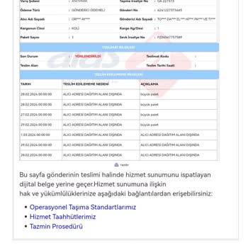 Aras Kargo İzmit Aras Anıtpark Şubesi Dagıtım Sorunu