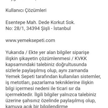 Yemeksepeti Eksik Gelen Ürünün Yapılmayan İadesi