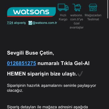 Watsons Tıkla Gel Al Sipariş İptali