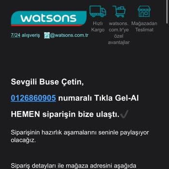 Watsons Tıkla Gel Al Sipariş İptali