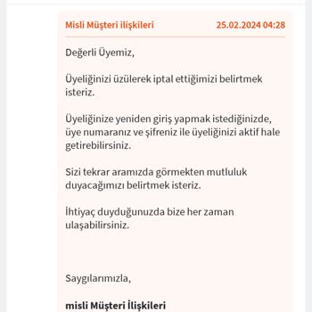 Misli Üyeliğimi İptal Ettirmek İstiyorum