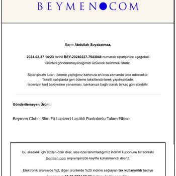 Beymen Markasının Siparişleri Keyfi İptal Etmesi