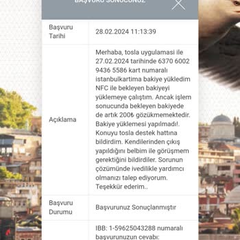 Belbim Tosla’dan 200₺ Yüklemeyi Bakiyeye Aktarmadı. 200₺ Nerededir!
