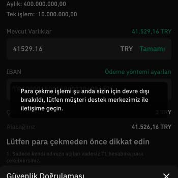 CoinTR Coin TR Para Çekememe