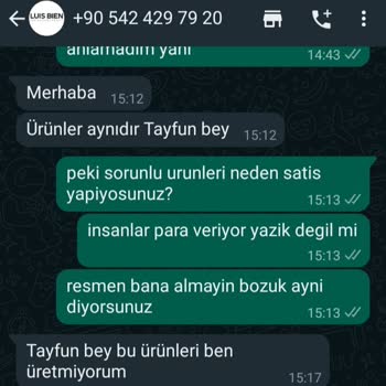 Luis Bien Ayıplı Ürün Satıyor
