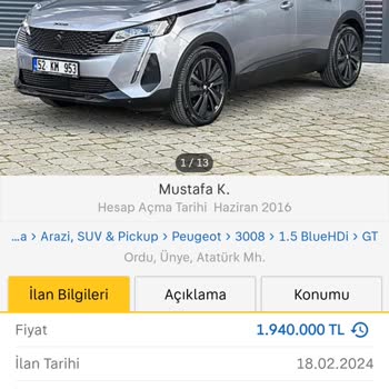 Peugeot Kanun Dışı Araç Satışı