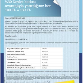 Anadolu Hayat Emeklilik, Devlet Katkı Payı Ödemedi