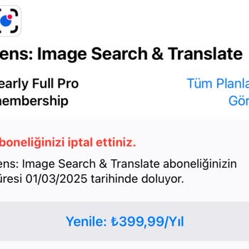 Google Lens Ücret İadesi Talep Ediyorum
