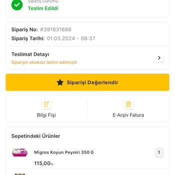 Migros'tan Yapılan Büyük Tutarlı Siparişin Teslim Edilmemesi