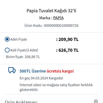 Bizim Market Papia 96 Lı Tuvalet Kağıdı