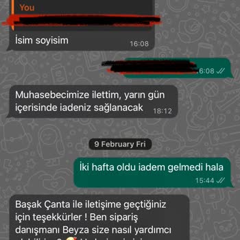 Başak Çanta Para İadesi Yapmıyor.