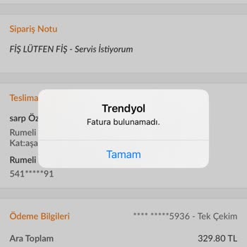 Trendyol GO Fiş Vermiyor