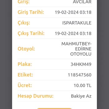 HGS Hatalı Geçiş Ücreti