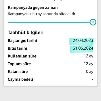 Vodafone 12 Aylık Taahhüdün 11 Aylık Gösterilmesi
