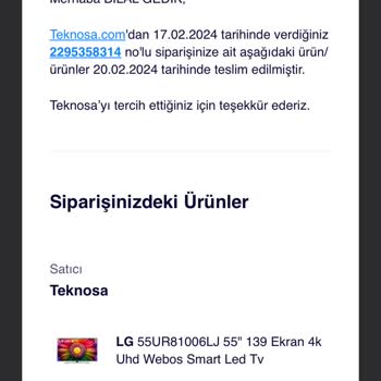 Teknosa LG Ayıplı Ürün Satışı Ürününün Arkasında Durmayıp İlgisizliği