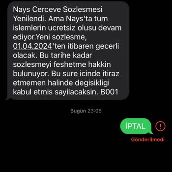 Nays Çerçeve Sözleşmeniz Yenilendi Diye Üyesi Olmadığım Bir Mesaj