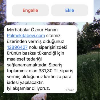 Palme Yayınevi Para İadesi Yapılmadı
