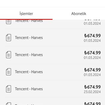 Vodafone Hattıma Gelen Ödemeler