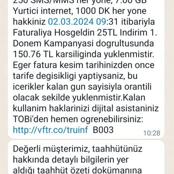 Vodafone Tarife Değişikliği Hakkında