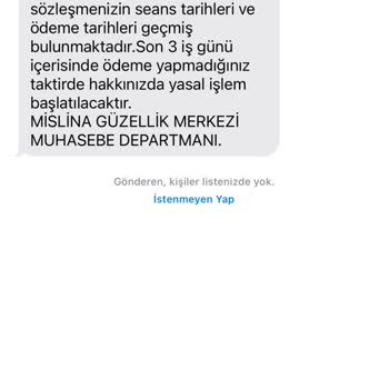 Mislina Güzellik Merkezi (Sefaköy) Hizmet Kalitesinden Memnuniyetsizlik