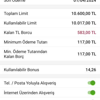 Garanti Bankası Kredi Kartı Yıllık Alınan Ekstre