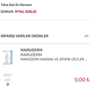 Watsons Ürünüm Hazırlanmadan İptal Edildi.