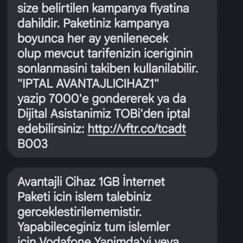 Vodafone Zorla Paket Dayatması