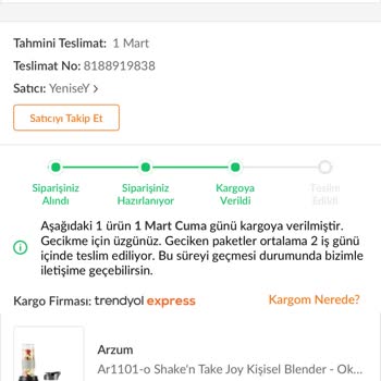 Trendyol Kargo Şirketi Alıcının Bilgisi Olmadan Ürünü İptal Ediyor