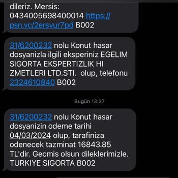 Türkiye Sigorta Tarafıma Ödenecek Tazminat Düşüklüğü