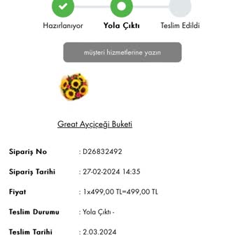 Taze Çiçek (tazecicek.com) Zamanında Teslim Edilmeyen Ve Beklentiyi Karşılamayan Çiçek Siparişi