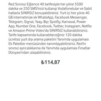 Vodafone Red Sınırsız Eğlence 40