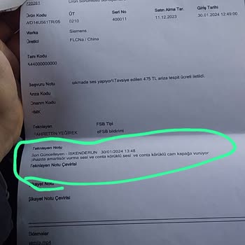 Siemens Fabrika Üretim Hatalı Ürünü İade Almıyor
