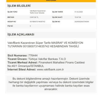 VakıfBank Mobil Kredi İşleminde Haksız Ücret Kesintisi