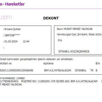 BİM Banka Kartımdan Çekilen Tutar İadesi İstanbulkart Yüklememe