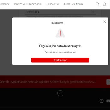 Vodafone Talep Bildirim Sayfası Çalışmıyor